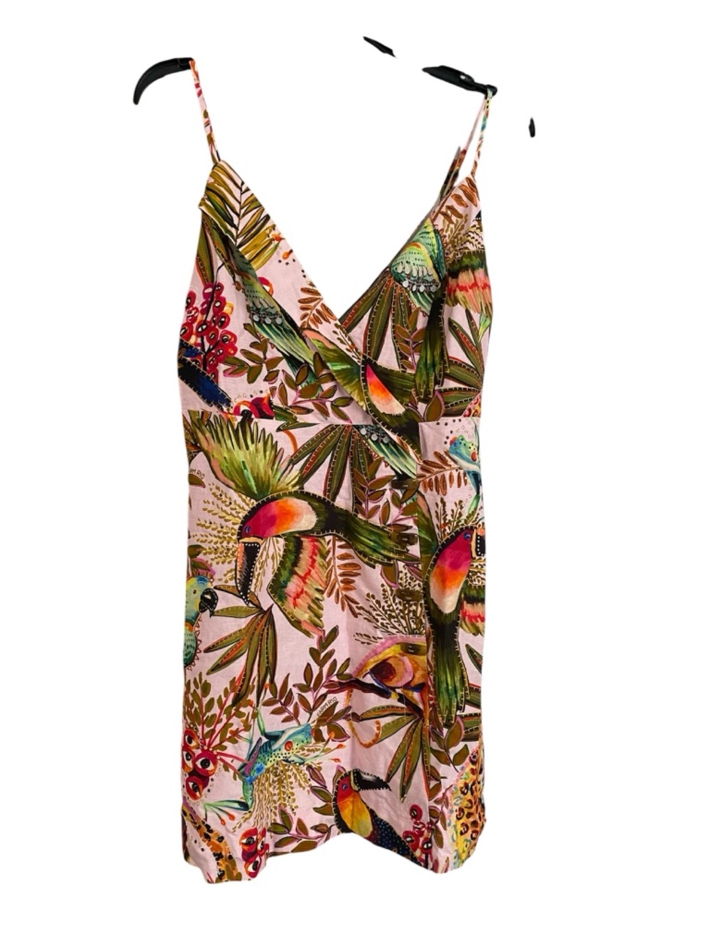 FARM Rio Pink Tropical Print M Slip Dress with Green Accents NWT
